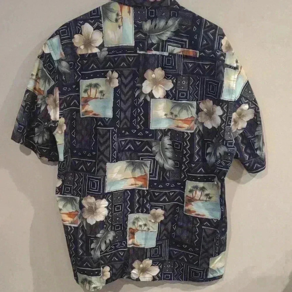 Men's Pierre Cardin tropical print shirt dark colors size large‎ - Picture 3 of 3